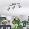 Edain Plafonnier, Spot de plafond LED Chrome, Nickel mat, 3 lumières