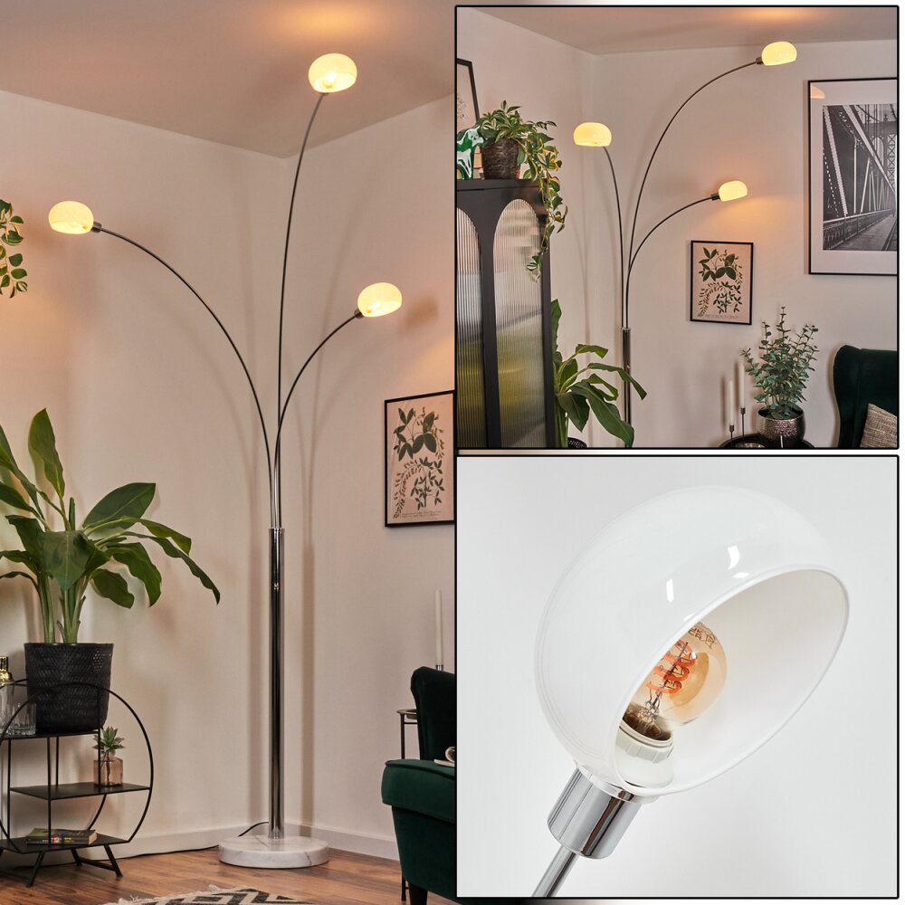 Nikkala Lampadaire Chrome, Blanc, 3 lumières main product photo