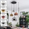 Ripoll Suspension, Boule lumineuse, Suspension grappe Chrome, Or, Clair, Cuivré, Fumé, 4 lumières