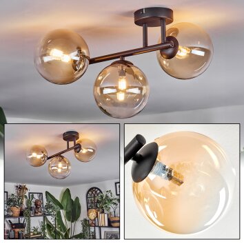 Chehalis Plafonnier, Boule lumineuse Ambre, Clair, 3 lumières
