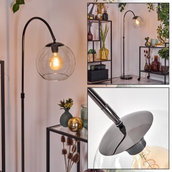 Koyoto Lampadaire, Lampadaires arc Chrome, Noir, 1 lumière