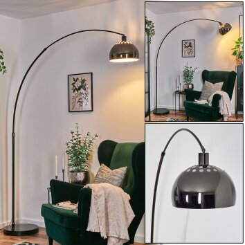 Baloca Lampadaire Chrome, Noir, 1 lumière