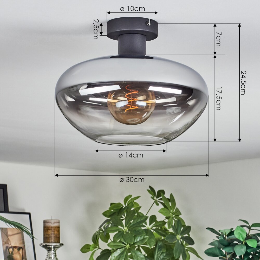 Mertola Plafonnier Clair, Fumé, 1 lumière