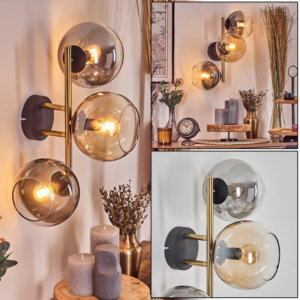 Gastor Boule lumineuse, Applique murale Or, Noir, 3 lumières main product photo