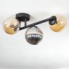 Chehalis Plafonnier, Boule lumineuse Ambre, Fumé, 3 lumières