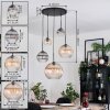 Koyoto Suspension, Boule lumineuse, Suspension grappe Ambre, Clair, Fumé, 5 lumières
