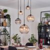 Koyoto Suspension, Boule lumineuse, Suspension grappe Ambre, Clair, Fumé, 5 lumières