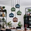 Koyoto Suspension, Boule lumineuse, Suspension grappe Bleu, Vert, Cuivré, 5 lumières