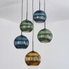 Koyoto Suspension, Boule lumineuse, Suspension grappe Bleu, Or, Vert, 5 lumières