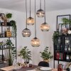 Ripoll Suspension, Boule lumineuse, Suspension grappe Ambre, Clair, Fumé, 5 lumières