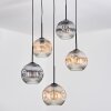 Ripoll Suspension, Boule lumineuse, Suspension grappe Ambre, Clair, Fumé, 5 lumières