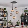 Ripoll Suspension, Boule lumineuse, Suspension grappe Ambre, Clair, Fumé, 5 lumières