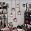 Ripoll Suspension, Boule lumineuse, Suspension grappe Ambre, Clair, Fumé, 5 lumières