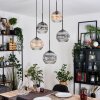 Ripoll Suspension, Boule lumineuse, Suspension grappe Ambre, Clair, Fumé, 5 lumières