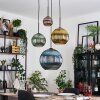 Koyoto Suspension, Boule lumineuse, Suspension grappe 35 cm Bleu, Or, Vert, Cuivré, 4 lumières