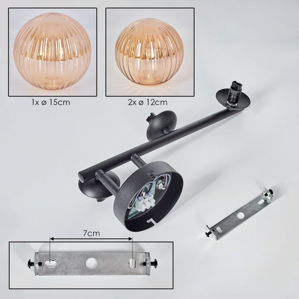 Chehalis Plafonnier, Boule lumineuse Ambre, 3 lumières