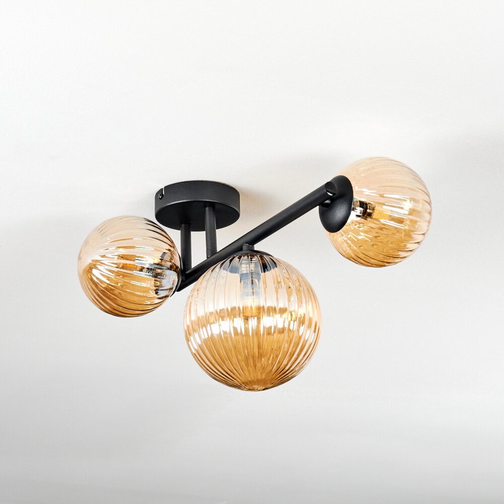 Chehalis Plafonnier, Boule lumineuse Ambre, 3 lumières