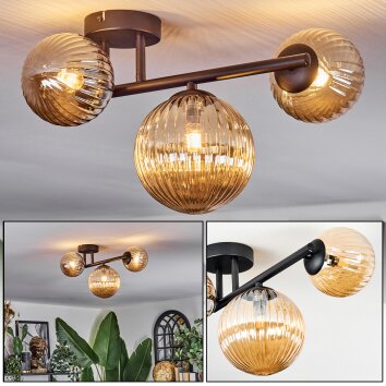 Chehalis Plafonnier, Boule lumineuse Ambre, 3 lumières Chehalis Plafonnier, Boule lumineuse Ambre, 3 lumières