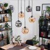 Ripoll Suspension, Boule lumineuse, Suspension grappe Ambre, Fumé, 5 lumières