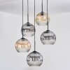 Ripoll Suspension, Boule lumineuse, Suspension grappe Ambre, Clair, Fumé, 5 lumières