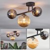 Chehalis Plafonnier, Boule lumineuse Ambre, Chrome, Fumé, 3 lumières