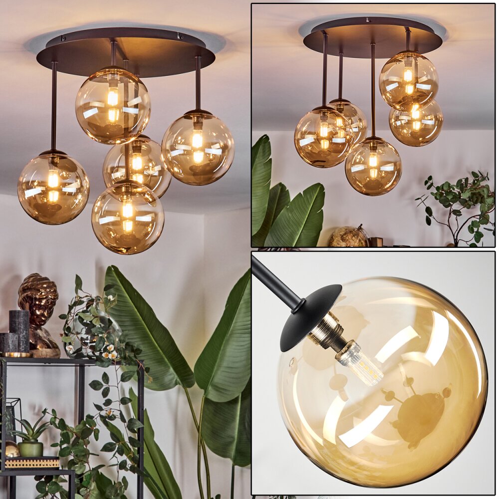 Chehalis Plafonnier, Boule lumineuse Ambre, 5 lumières main product photo