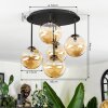 Chehalis Plafonnier, Boule lumineuse Ambre, 5 lumières
