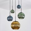 Koyoto Suspension, Boule lumineuse, Suspension grappe Bleu, Or, Vert, 5 lumières