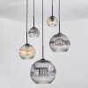 Ripoll Suspension, Boule lumineuse, Suspension grappe Ambre, Clair, Fumé, 5 lumières