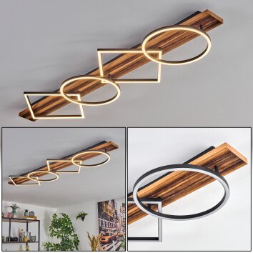 Pompu Plafonnier LED Bois foncé, Noir, 1 lumière