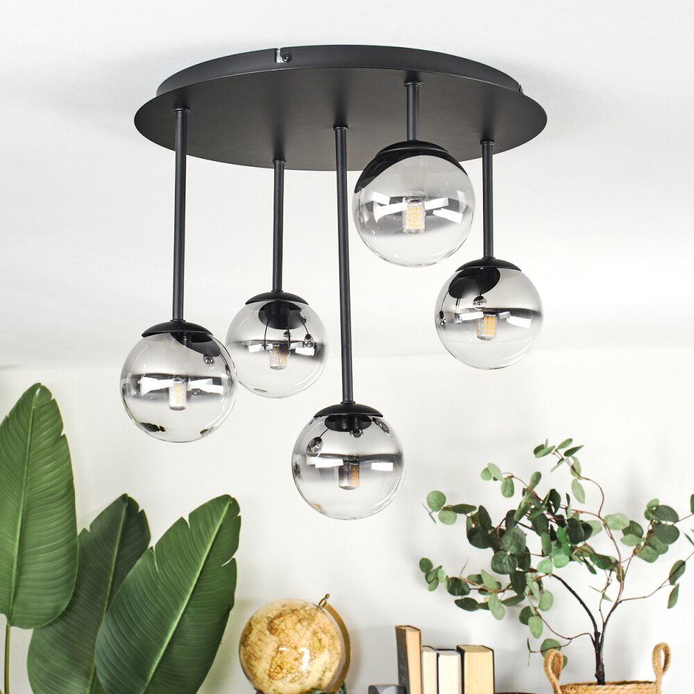 Chehalis Plafonnier, Boule lumineuse Clair, Fumé, 5 lumières