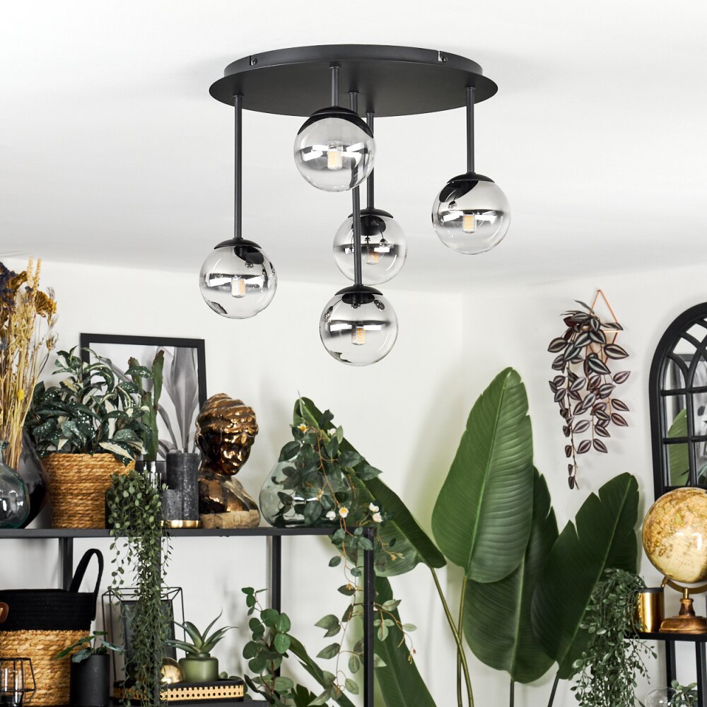 Chehalis Plafonnier, Boule lumineuse Clair, Fumé, 5 lumières