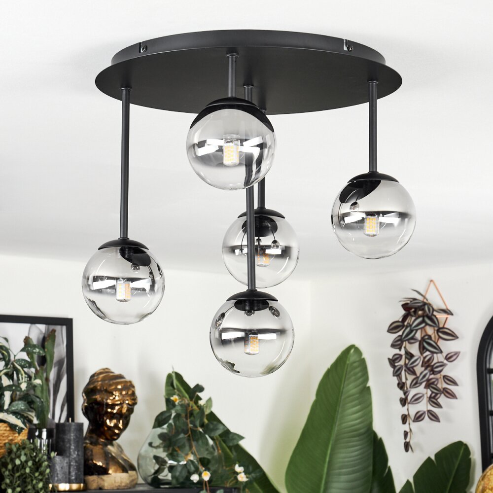 Chehalis Plafonnier, Boule lumineuse Clair, Fumé, 5 lumières