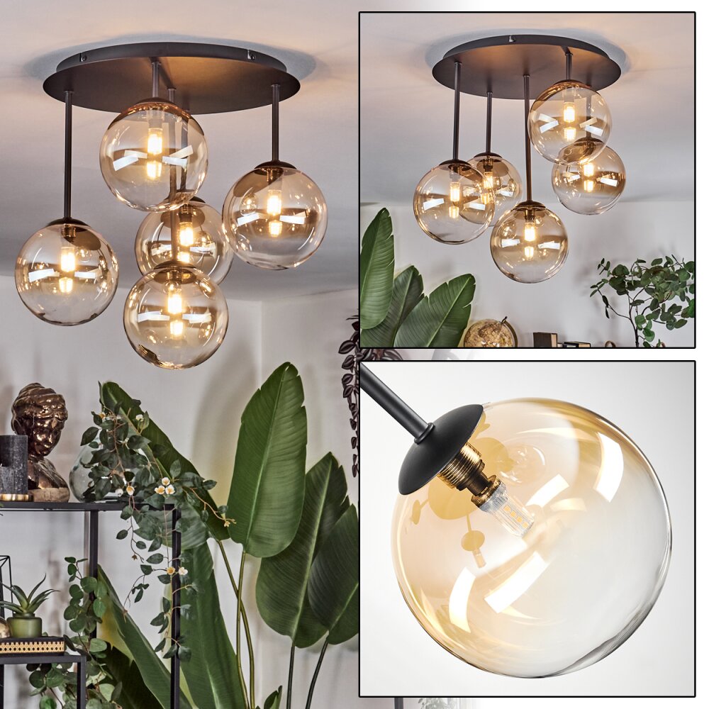 Chehalis Plafonnier, Boule lumineuse Ambre, Clair, 5 lumières main product photo