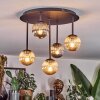 Chehalis Plafonnier, Boule lumineuse Ambre, Fumé, 5 lumières