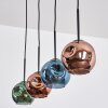 Ripoll Suspension, Boule lumineuse, Suspension Bleu, Vert, Cuivré, 4 lumières