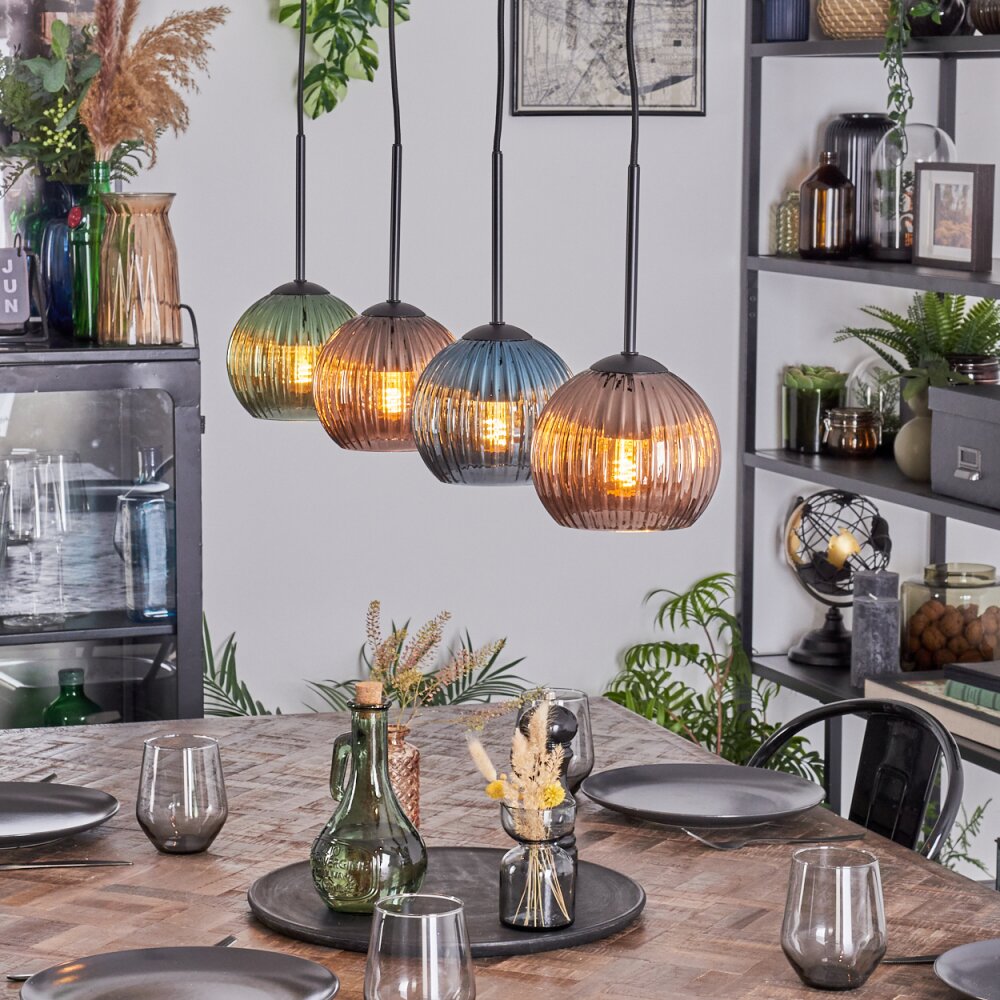 Koyoto Suspension, Boule lumineuse, Suspension Bleu, Vert, Cuivré, 4 lumières main product photo