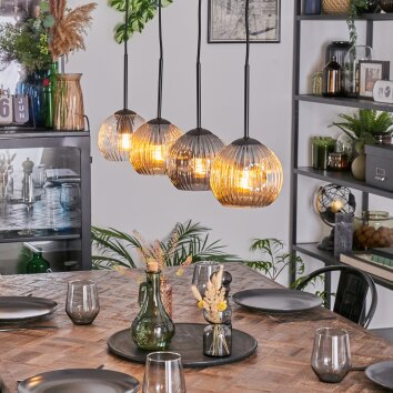 Ripoll Suspension, Boule lumineuse, Suspension Ambre, Clair, Fumé, 4 lumières