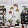 Koyoto Suspension, Boule lumineuse, Suspension grappe Chrome, Or, Clair, Cuivré, Fumé, 5 lumières