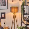Soungou Lampadaire Bois foncé, Noir, 1 lumière