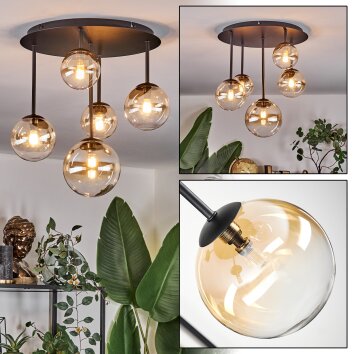Chehalis Plafonnier, Boule lumineuse 42.5 cm Ambre, Clair, 5 lumières Chehalis Plafonnier, Boule lumineuse 42.5 cm Ambre, Clair, 5 lumières