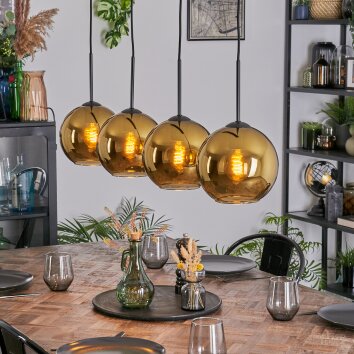 Koyoto Suspension, Boule lumineuse, Suspension Or, 4 lumières