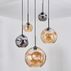 Ripoll Suspension, Boule lumineuse, Suspension grappe Ambre, Fumé, 5 lumières