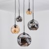 Ripoll Suspension, Boule lumineuse, Suspension grappe Ambre, Fumé, 5 lumières