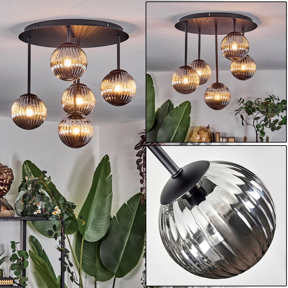 Chehalis Plafonnier, Boule lumineuse Fumé, 5 lumières main product photo