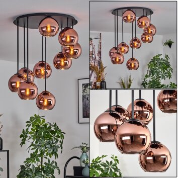 Koyoto Plafonnier, Boule lumineuse Cuivré, 9 lumières