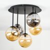 Chehalis Plafonnier, Boule lumineuse Ambre, Fumé, 5 lumières