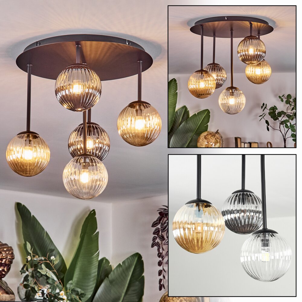 Chehalis Plafonnier, Boule lumineuse Ambre, Clair, Fumé, 5 lumières main product photo
