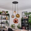 Ripoll Suspension, Boule lumineuse, Suspension grappe Ambre, Chrome, Or, Cuivré, Fumé, 4 lumières