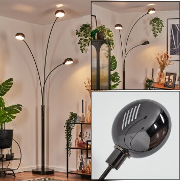 Nikkala Lampadaire Chrome, Noir, 3 lumières